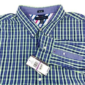 NWT Tommy Hilfiger Slim Fit Plaid‎ Button Down Shirt Mens XXL Electric Lime